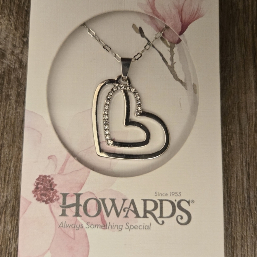 Howards Double Heart Silver Necklace